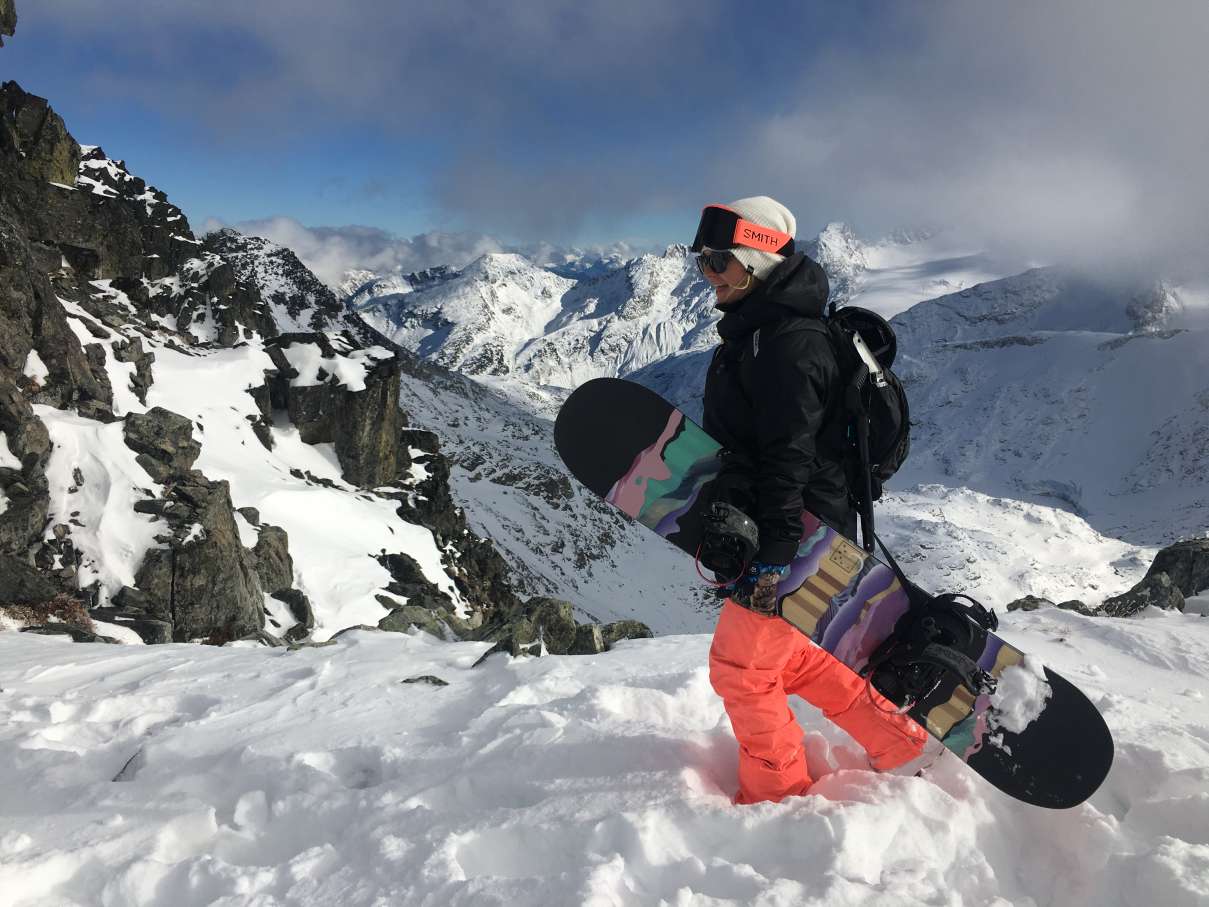 Mercedes Nicoll with her Drake snowboard