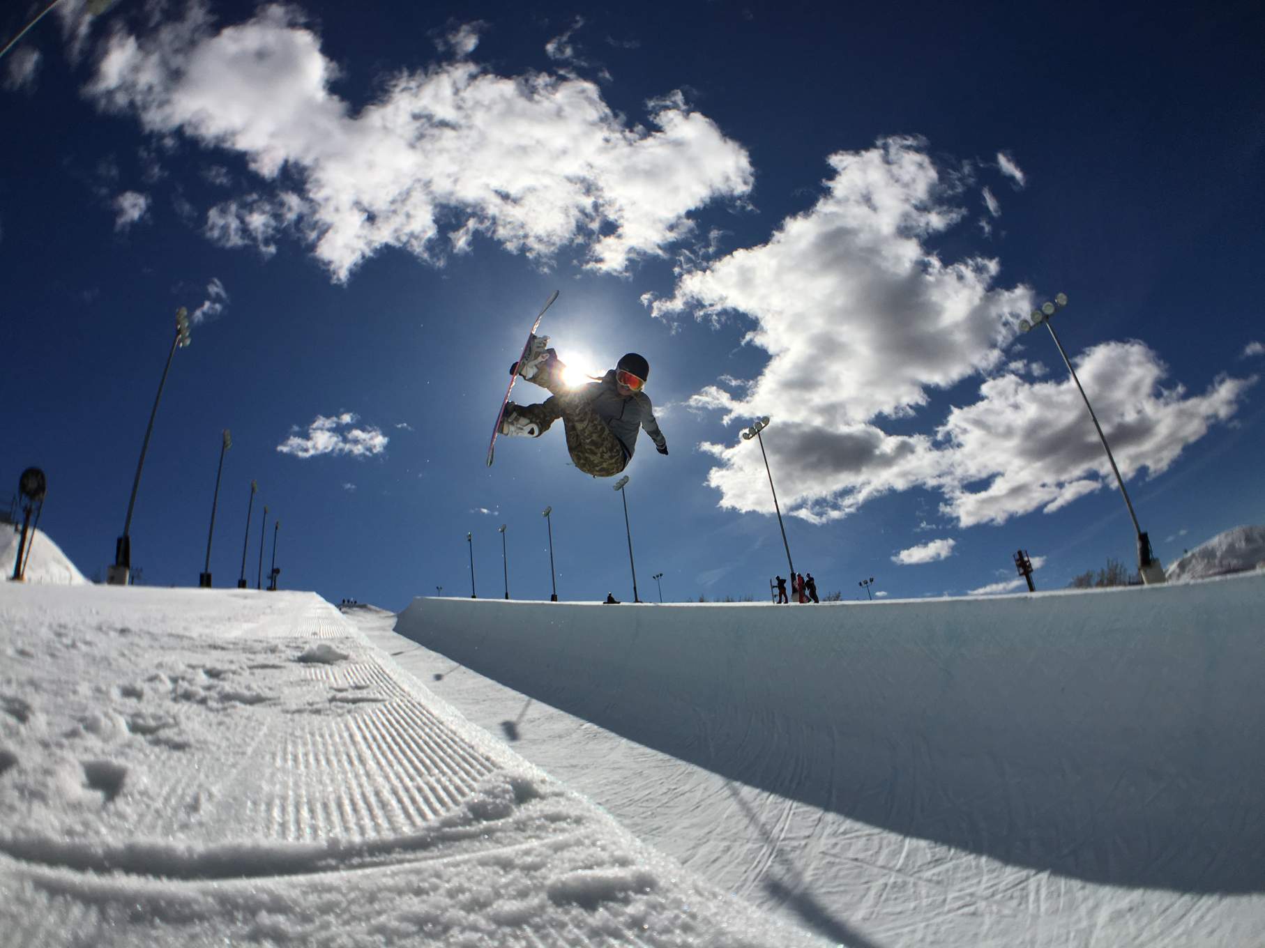 Mercedes Nicoll getting air in the halfpipe