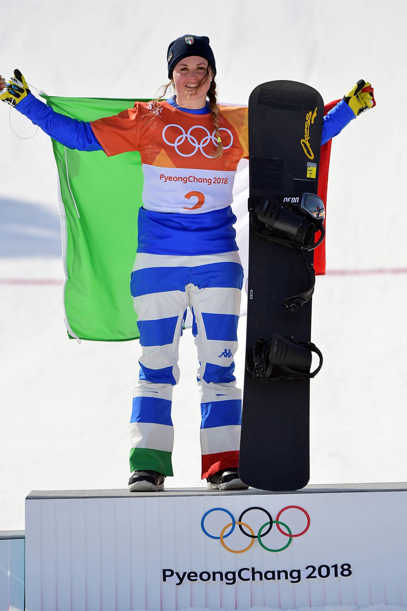 Michela Moioli in the SBX Olympic podium Pyeongchang 2018