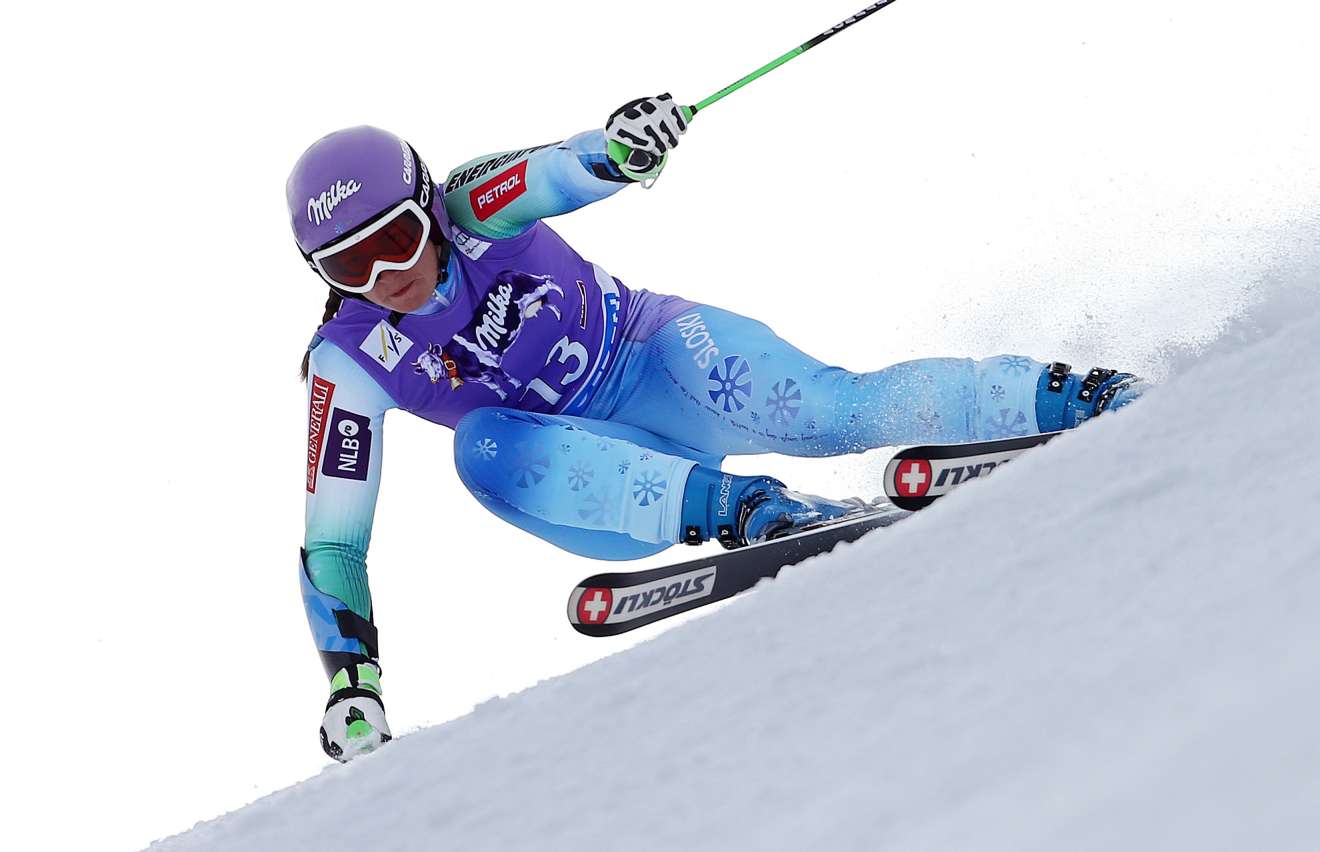 Tina Maze on Stockli skis