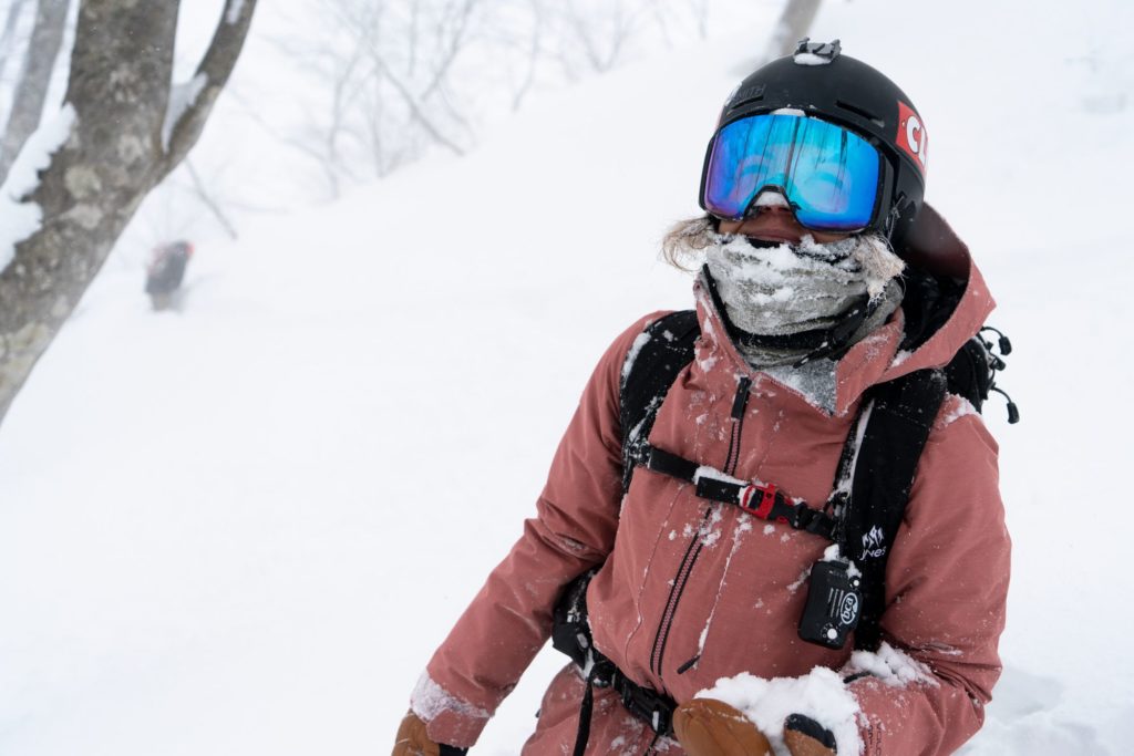 Elena Hight snowboarding in Japan